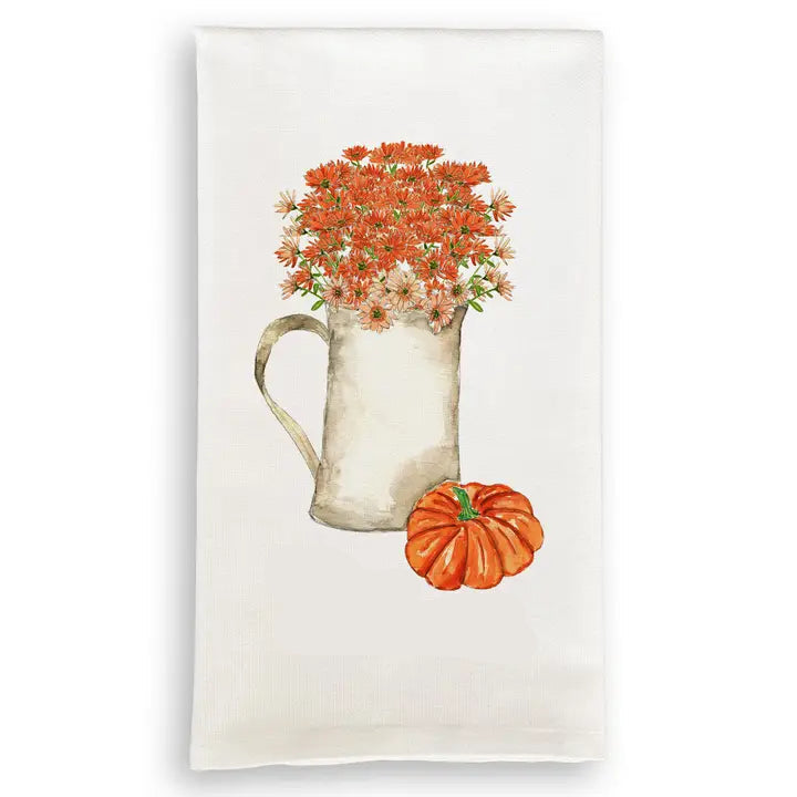 Pitcher of Fall Flowers Kitchen Towel
