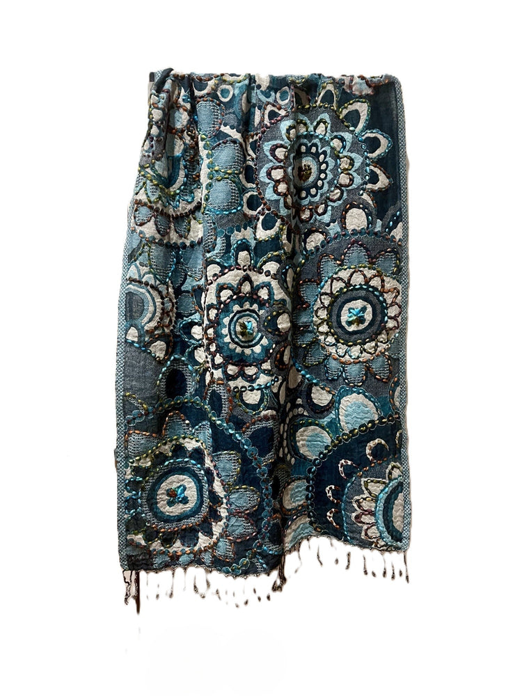 Blue Kashmir Patterned Scarf