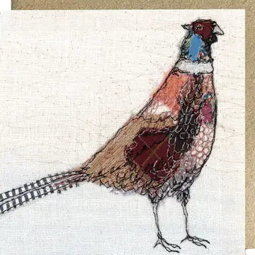 Furtive Field Pheasant Embroidery Art Card