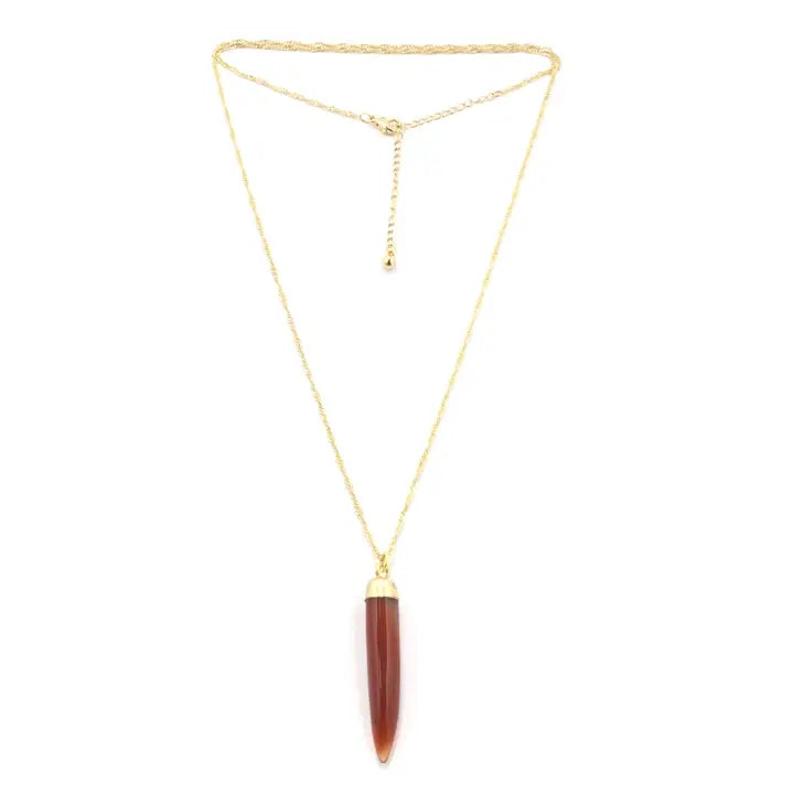 Agate Horn Pendant Necklace