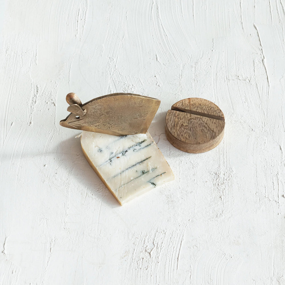 Mouse Shaped Cheese Knife with Wood Stand