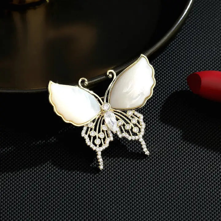 Mother of Pearl Butterfly Brooch
