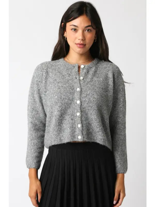 Heather Grey Lucy Button Knit Cardigan