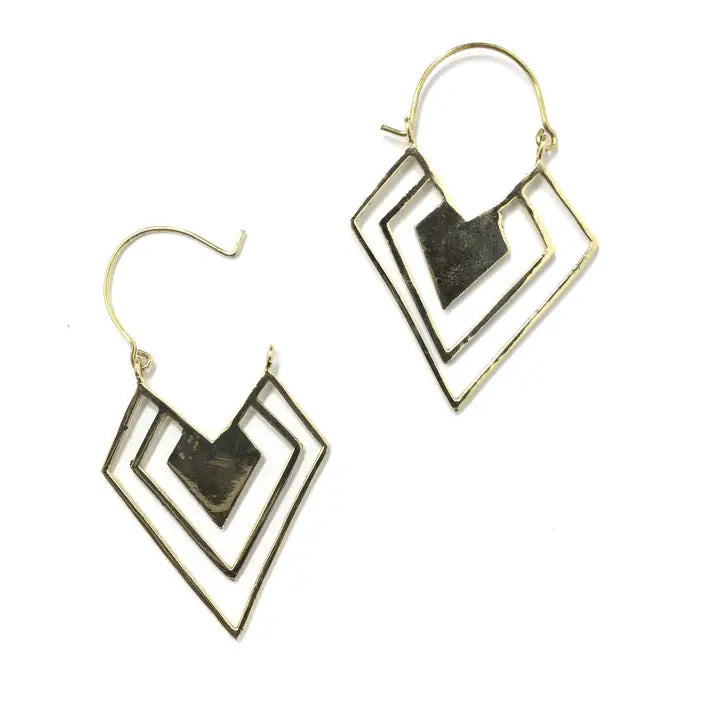 Gold Geometric Point Dangly Earrings