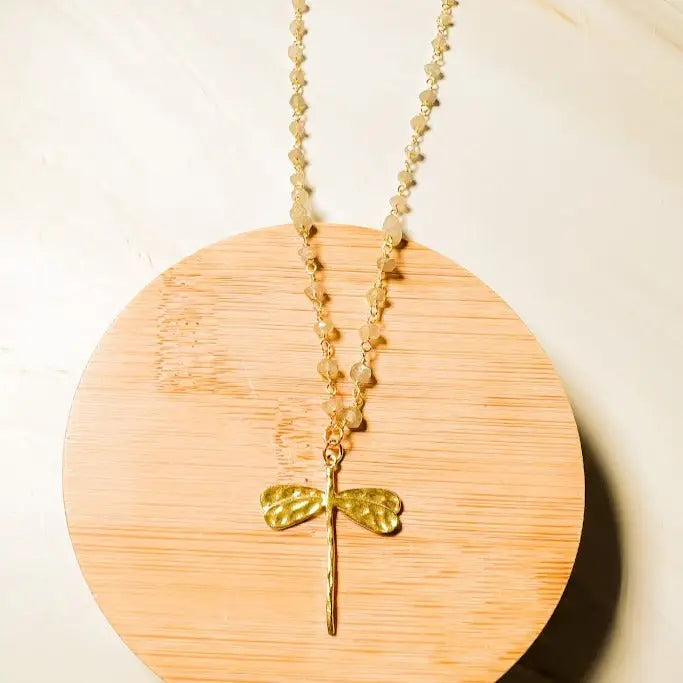 Dragonfly Moonstone Necklace