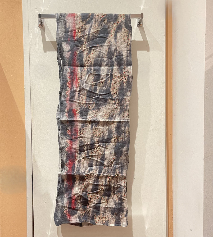 Grey-Red Solid Color Wool Felt Scarf