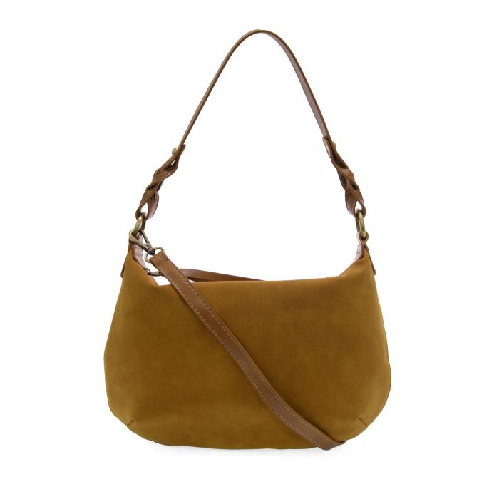 Golden Tan Effie Faux Suede Hobo Bag