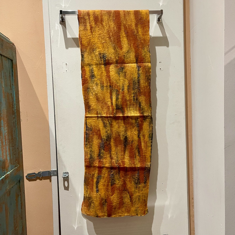 Orange-Black Solid Color Wool Felt Scarf