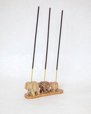 Soapstone Three Elephant Bridge Incense Holder