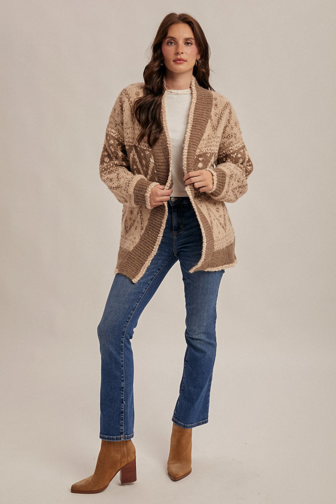 Patterned Open Cardigan