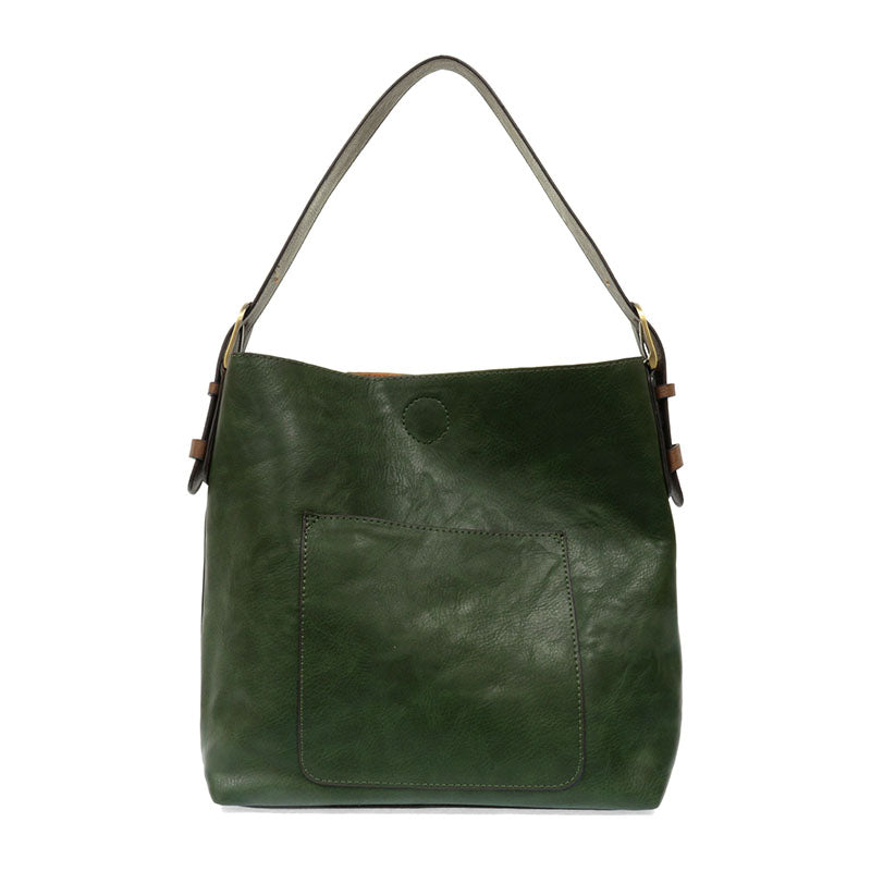 Classic Metallic Graphite Hobo Vegan Leather Handbag