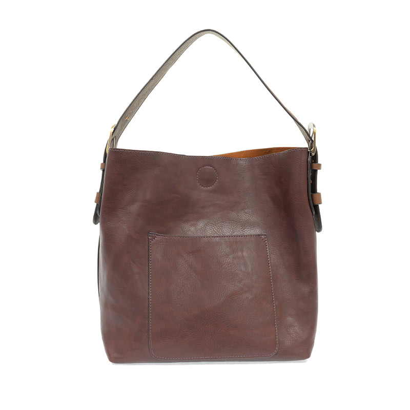 Classic Metallic Graphite Hobo Vegan Leather Handbag