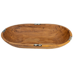 Oval Olive Wood Bowl Bone Inlay Accent