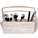 Three Section Flatware Caddy - White Wash