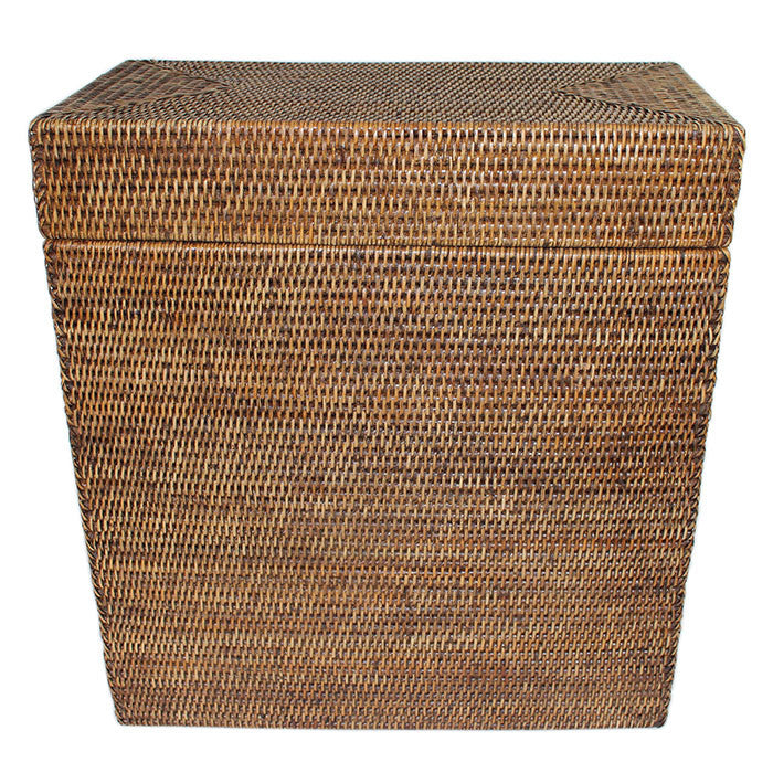 Rectangular Storage Basket with Removable Lid 20x10x22"H - Antique Brown - Blue Rooster Trading