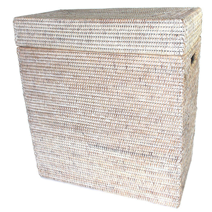 Rectangular Storage Basket with Removable Lid 20x10x22"H - White Wash