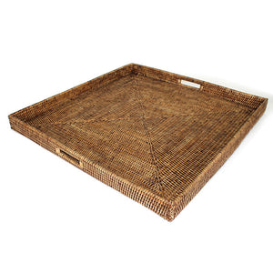 Square Tray with Cutout Handles - Antique Brown - Blue Rooster Trading