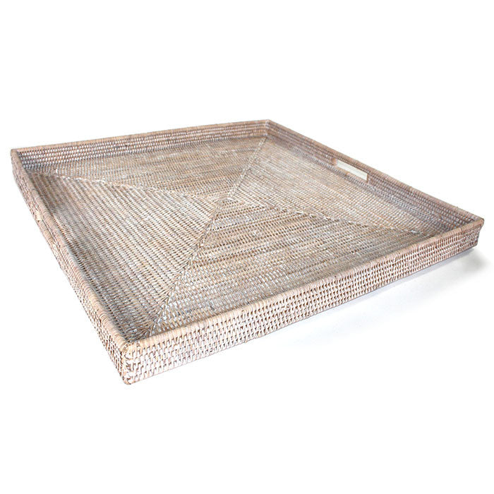 
            
                Load image into Gallery viewer, Square Tray with Cutout Handles - White Wash - Blue Rooster Trading
            
        