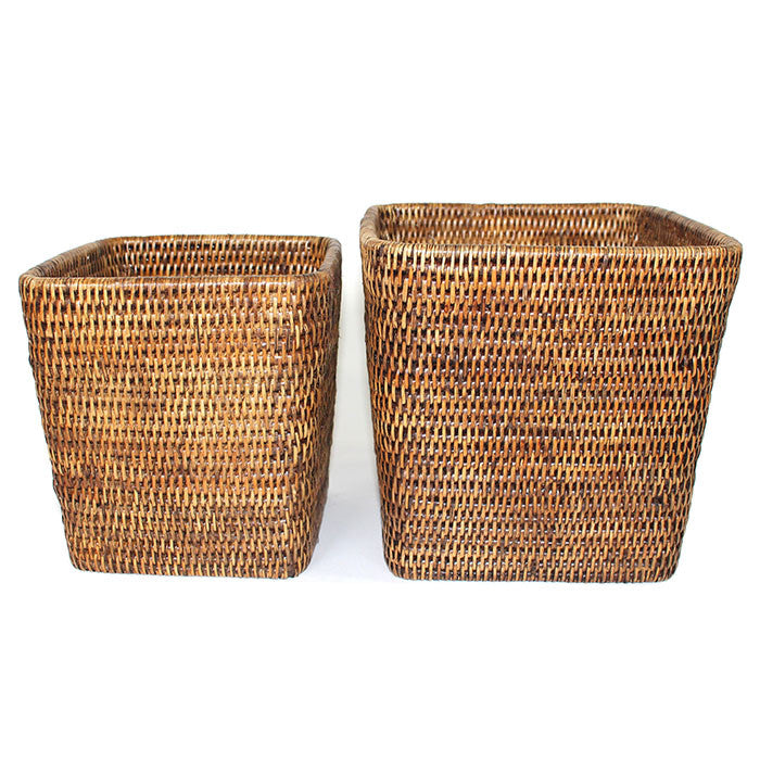 Planter Basket Set of 2 Square - Antique Brown - Blue Rooster Trading