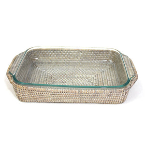 
            
                Load image into Gallery viewer, Oblong Pyrex Casserole Dish &amp;amp; Basket Tray - White Wash - Blue Rooster Trading
            
        