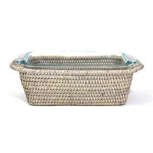 
            
                Load image into Gallery viewer, Rectangular Pyrex Loaf Bakeware &amp;amp; Basket Tray - White Wash - Blue Rooster Trading
            
        