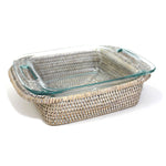 Square Pyrex Bakeware Dish & Basket Tray - White Wash