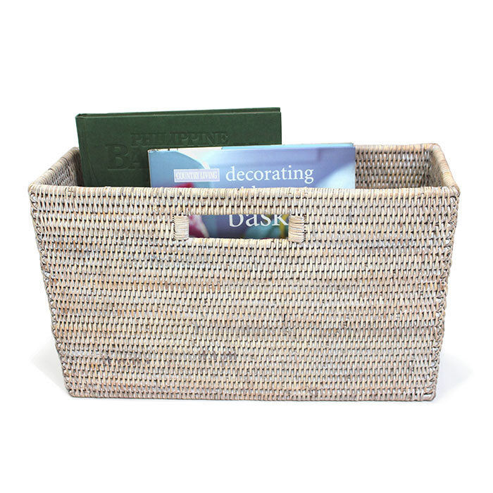 
            
                Load image into Gallery viewer, Magazine Slim Basket - White Wash - Blue Rooster Trading
            
        