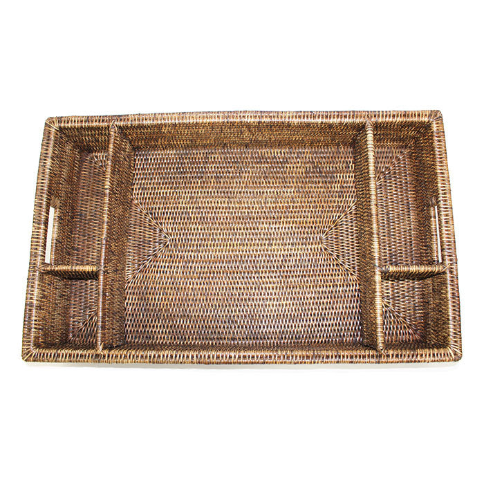 5-Section Tray with Cutout Handles - Antique Brown