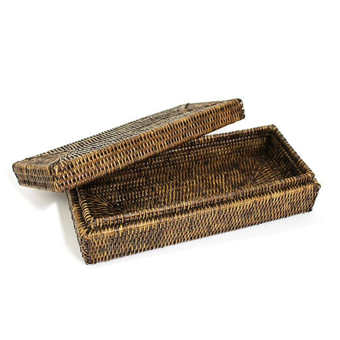 Rectangular Long Box with Lid - Antique Brown - Blue Rooster Trading