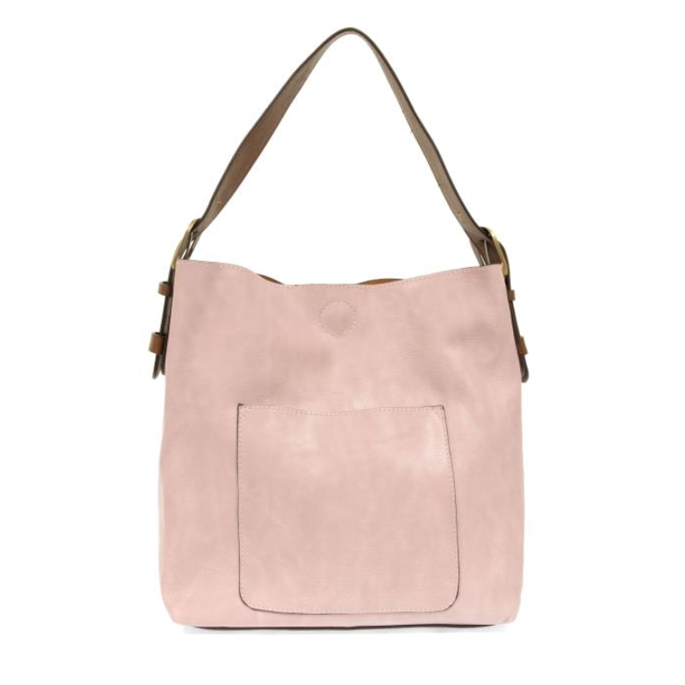 Classic Pink Lavender Hobo Coffee Vegan Leather Handbag