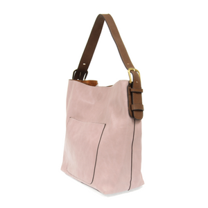 Classic Pink Lavender Hobo Coffee Vegan Leather Handbag
