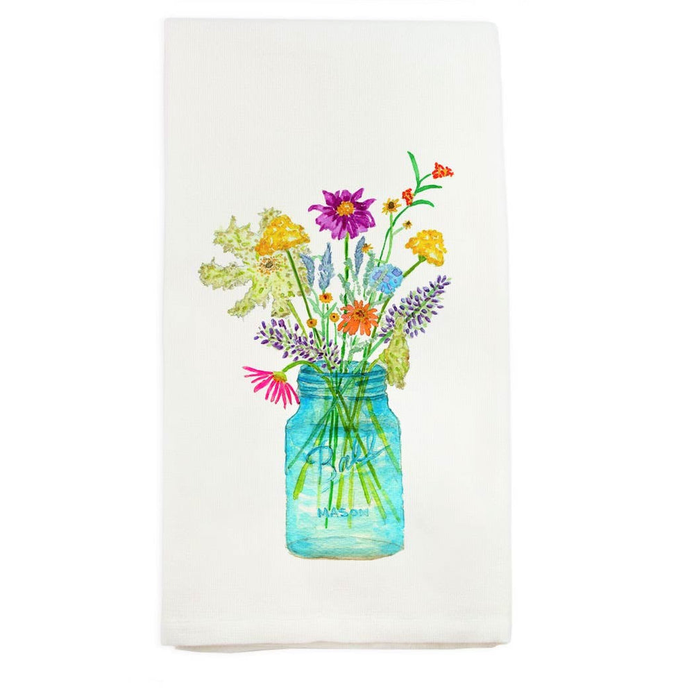 Mason Jar Flowers Kitchen Towel