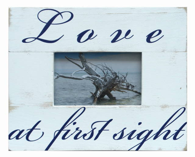 Frame "LOVE AT FIRST SIGHT" 10x8" - Rustic White - Blue Rooster Trading