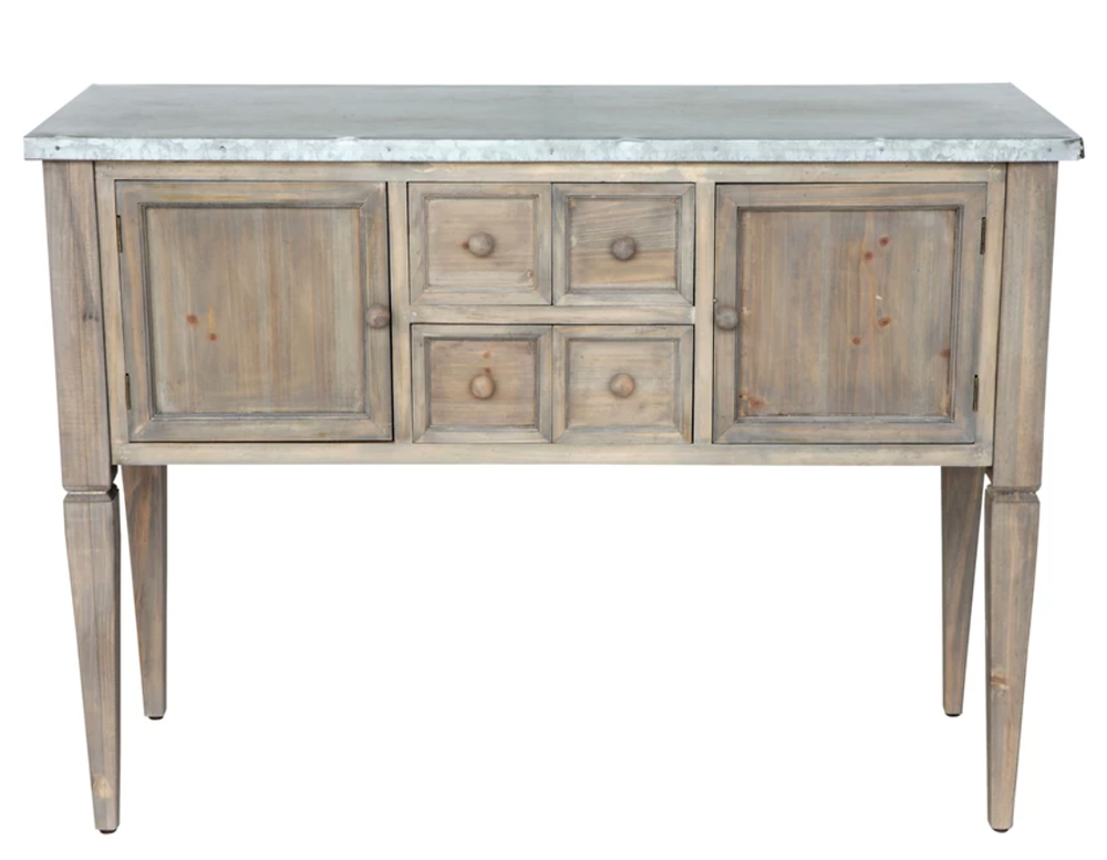 
            
                Load image into Gallery viewer, Wood Sideboard With Metal Top
            
        