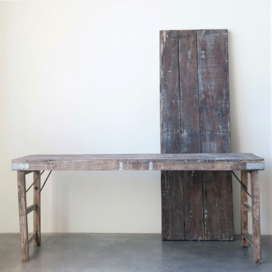 
            
                Load image into Gallery viewer, Reclaimed Wood Table with Tin Patches
            
        