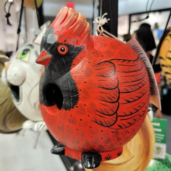 
            
                Load image into Gallery viewer, Cardinal Gourd Bird House
            
        