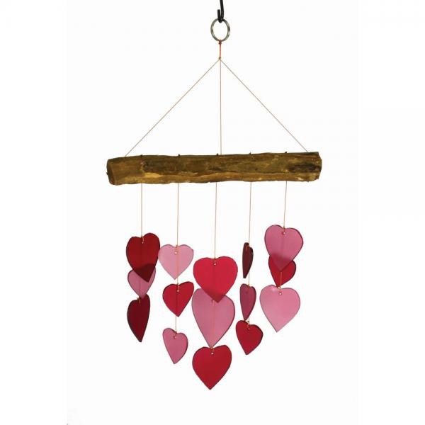 Pink & Red Heart Glass Chime